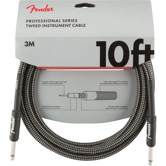 Fender Professional Series Instrument Cables, 10', Gray Tweed