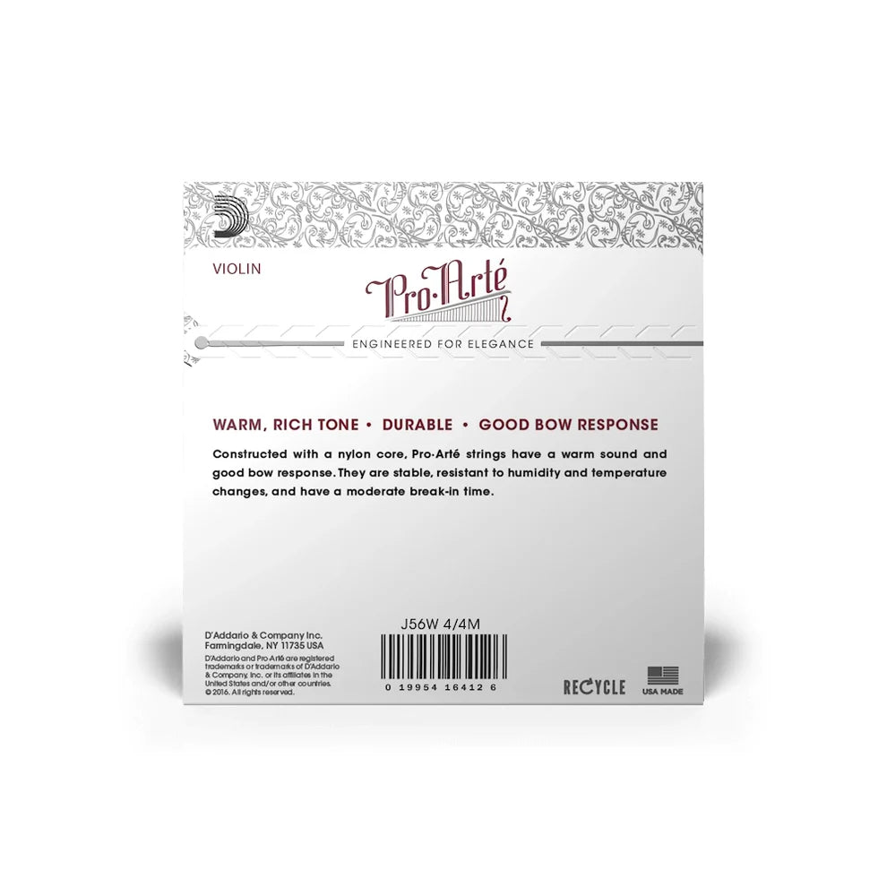 D'Addario Pro-Arté Violin String Set with Wound E, J56W 4/4M