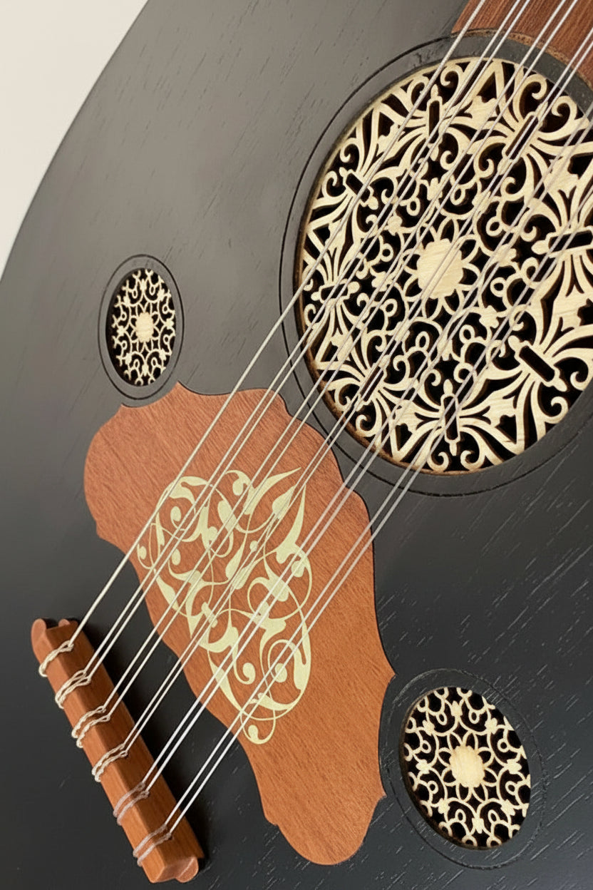 Damascus Iraqi Oud Black Finish - Fixed Bridge