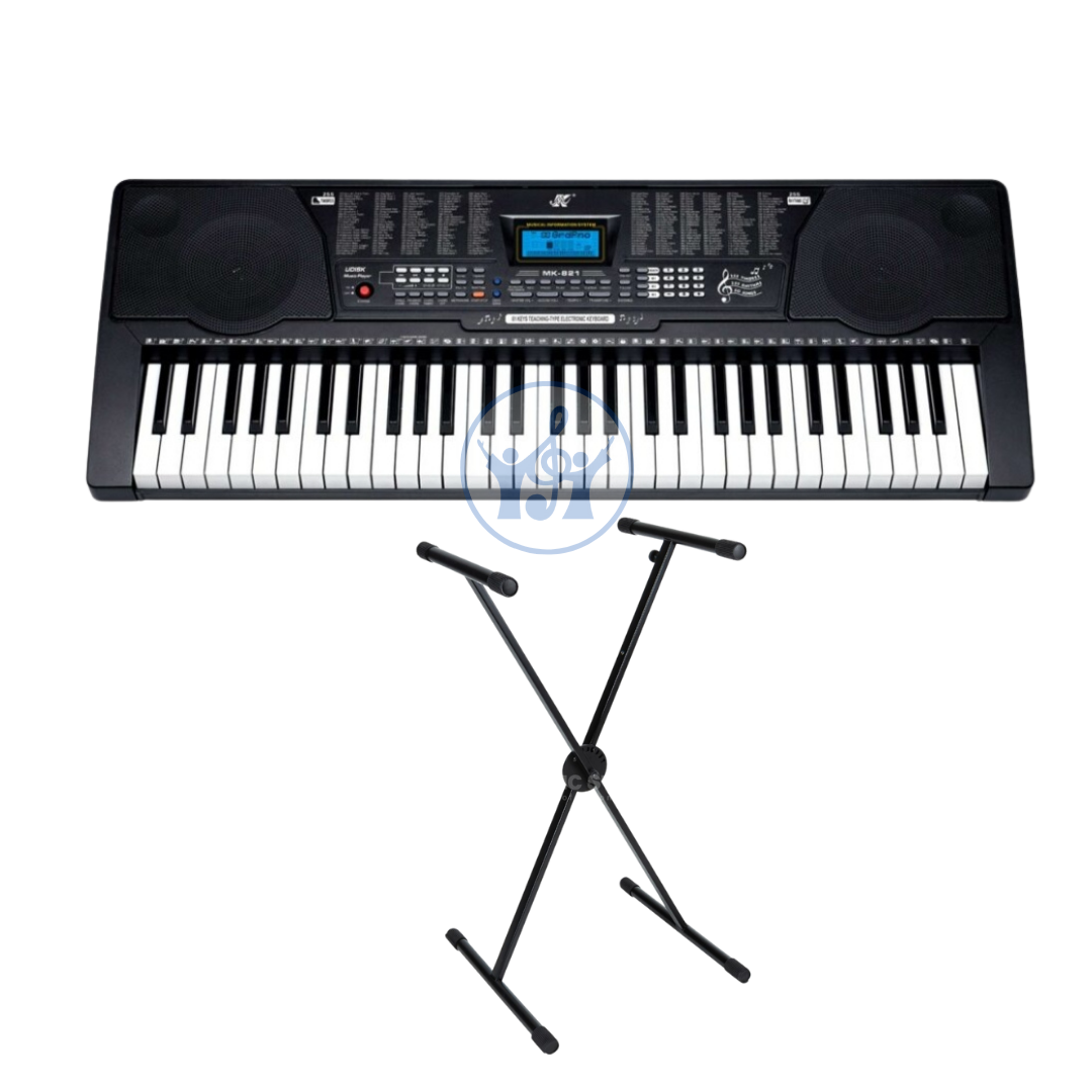 Keyboard with stand on a white background