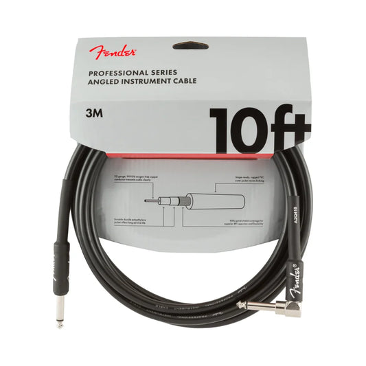 Fender Professional Series Instrument Cable, Straight-Angle, 10', Black