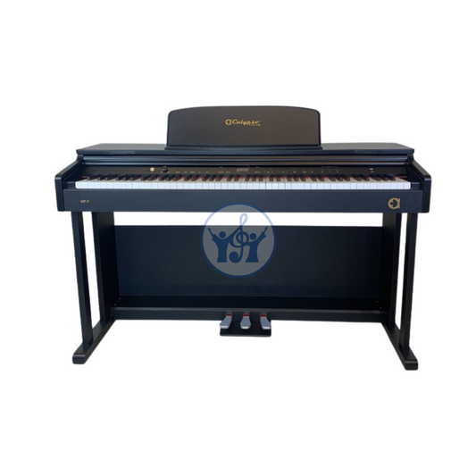 Black digital piano on a white background