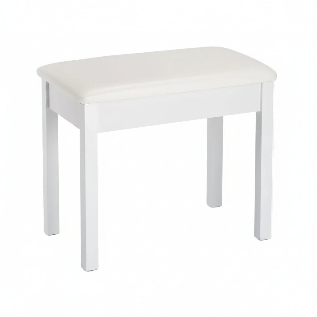 White stool with a cushioned seat on a white background