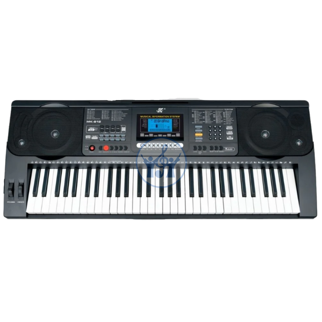 Keyboard with digital display on a white background