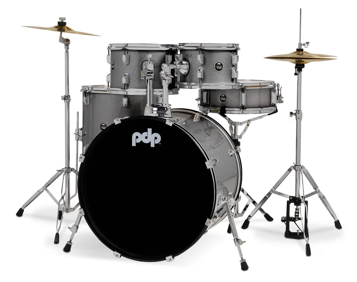 PDP CENTERstage 5-Piece Complete Drum Kit 22", Silver Sparkle (Hardware, Cymbals & Throne)