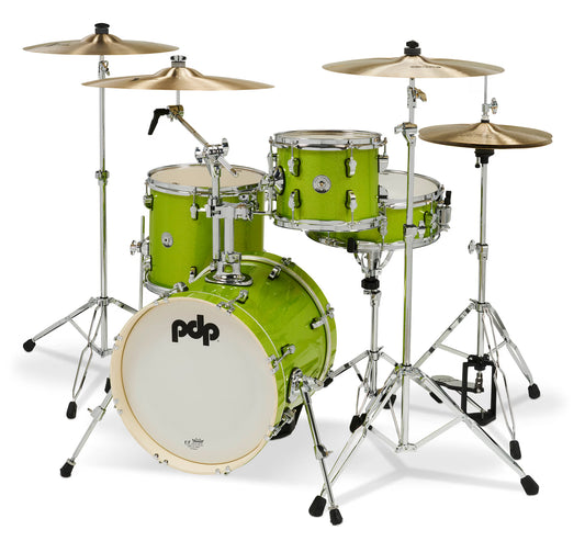 PDP New Yorker 4-Piece Shell Pack 16", Electric Green Sparkle, Chrome Hardware