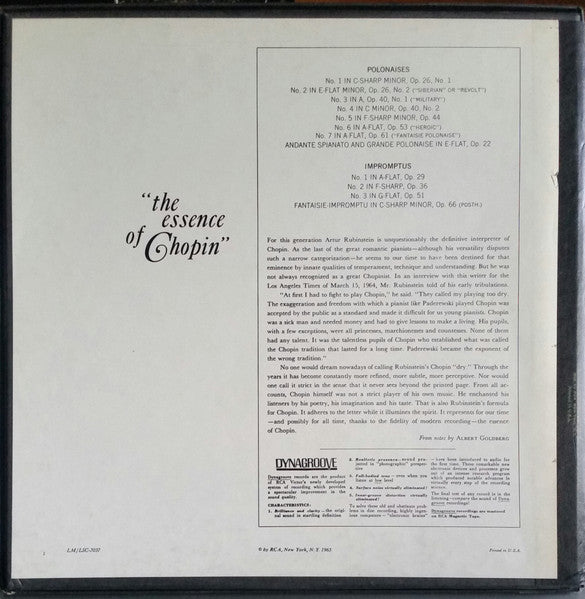Rubinstein – Chopin: 8 Polonaises & 4 Impromptus 2×12" Vinyl