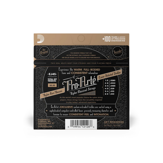 D'Addario 28-43 Normal Tension Nylon Classical Guitar Strings EJ45