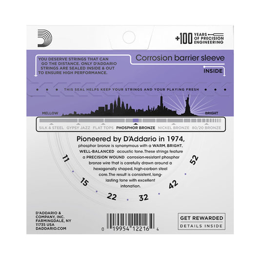 D’addario EJ26 11-52 Light Acoustic Guitar Strings