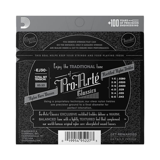 D’addario EJ30 Normal Tension Rectified Nylon Trebles Classic Guitar Strings