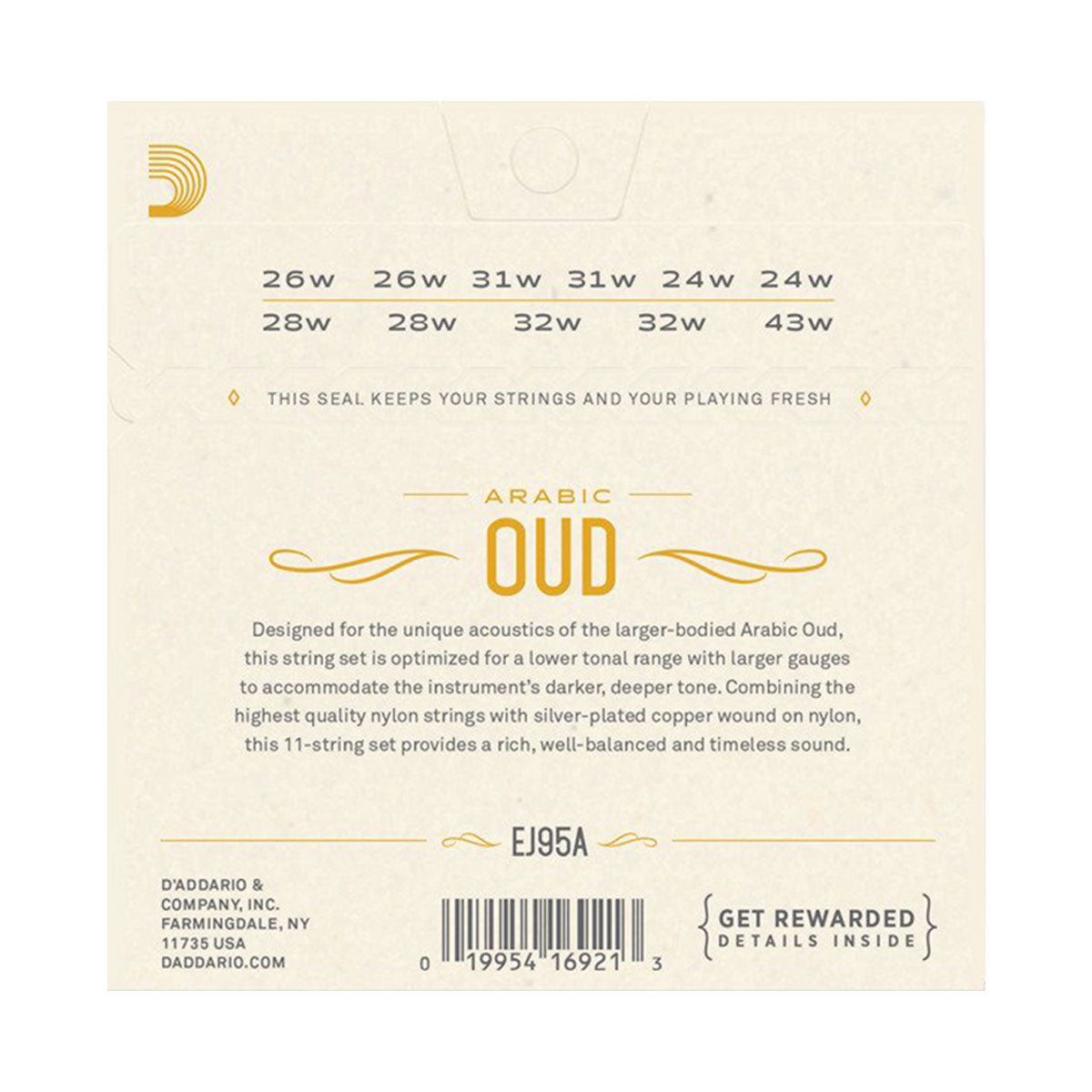 D'Addario Oud Normal Tension 11-String Set for Arabic Tuning EJ95A