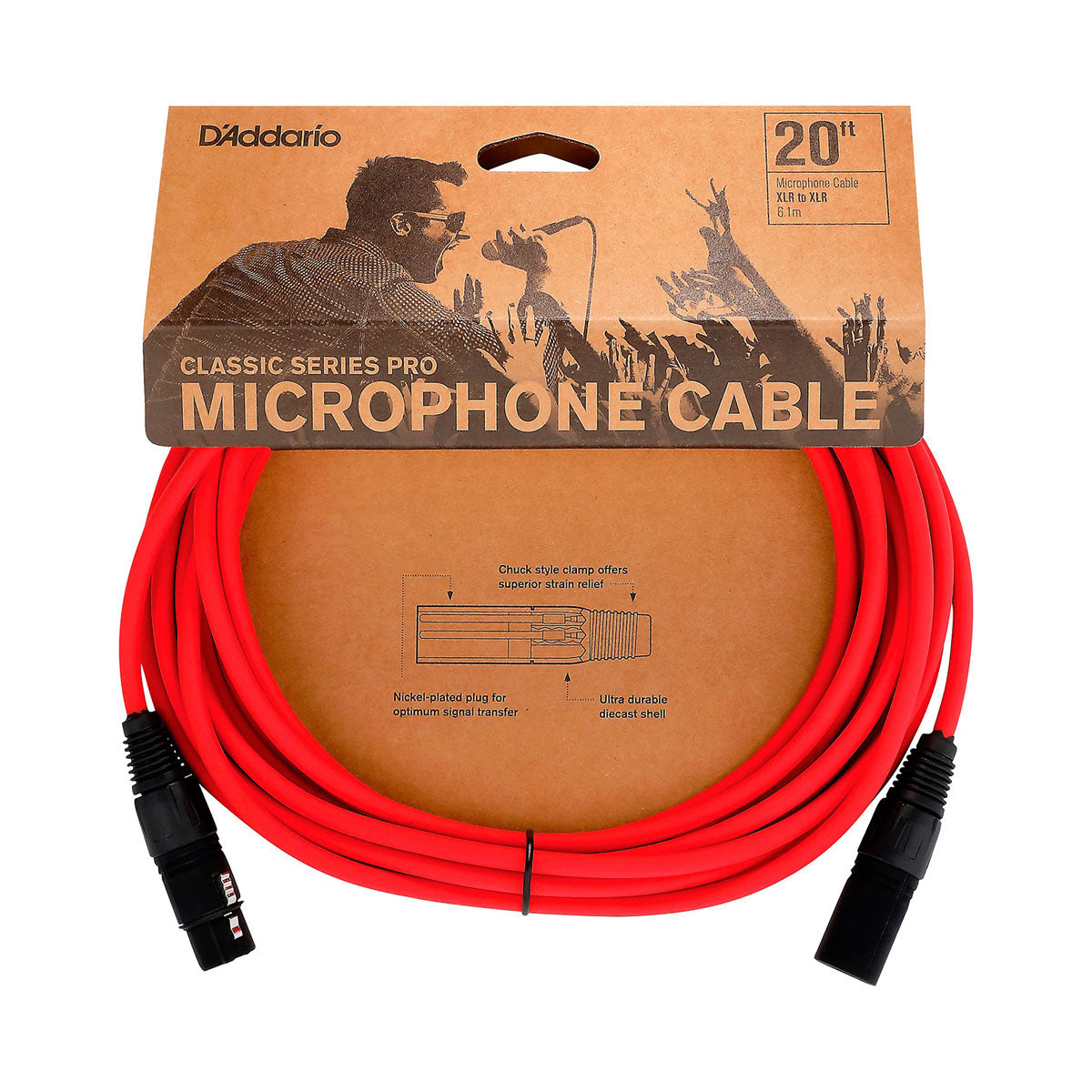 D'Addario PW-CPMIC-20 Microphone Cable, Red
