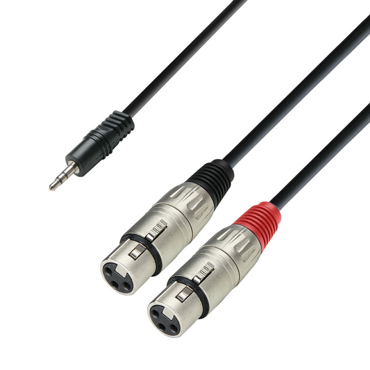 Adam Hall Cables 3 STAR YWFF 0300 - Y Cable, Adam Hall® 2 XLR Female x Minijack, 3 m