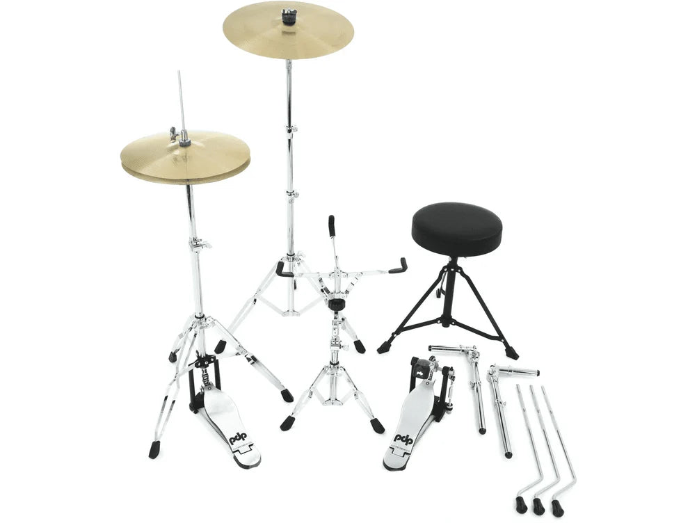 PDP CENTERstage 5-Piece Complete Drum Kit 22", Diamond White Sparkle (Hardware, Cymbals & Throne)
