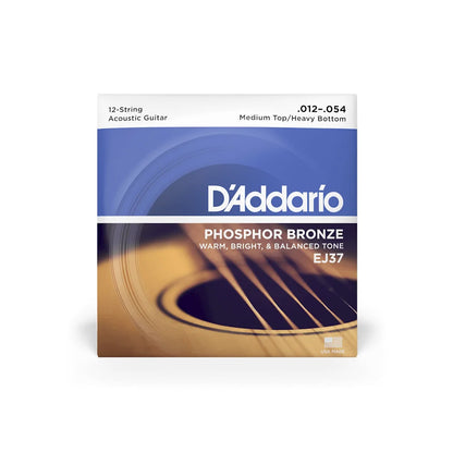 D'Addario EJ37 12-String Acoustic Guitar Strings 12-54 Medium Top/Heavy Bottom