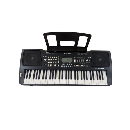 Black electronic keyboard on a white background