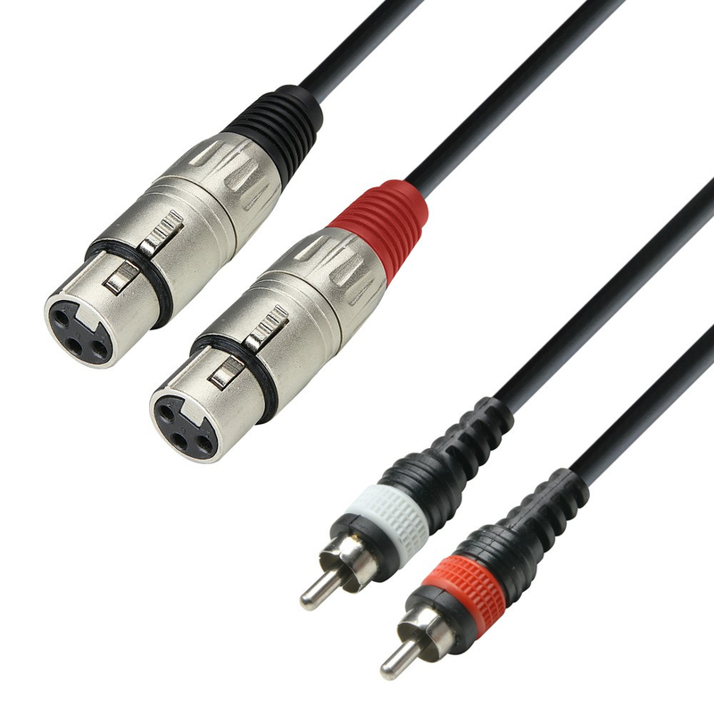 Adam Hall Cables 3 STAR TFC 0300 - Twin Cable, Adam Hall® 2 XLR Female x 2 RCA, 3m