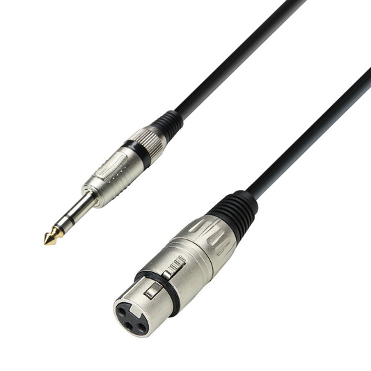 Adam Hall Cables 3 STAR BFV 0300 - Balanced Cable, Adam Hall® Microphone Cable XLR Female to 6.3 mm Jack TRS, 3 m