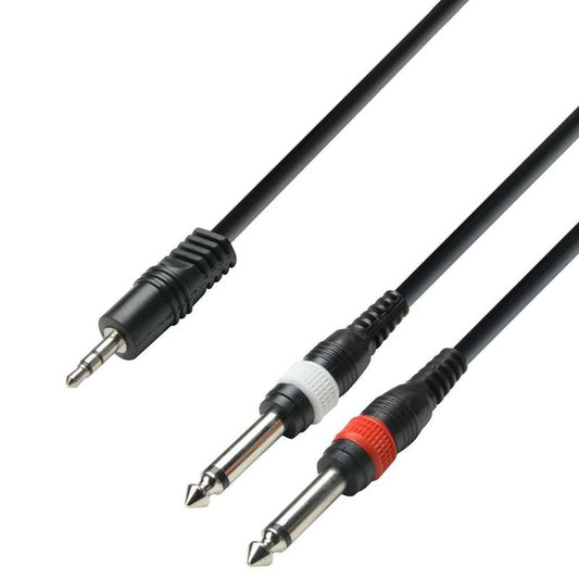 Adam Hall Cables 3 STAR YWPP 0600 - Y Cable, Adam Hall® 2 Jack TS x Minijack, 6 m