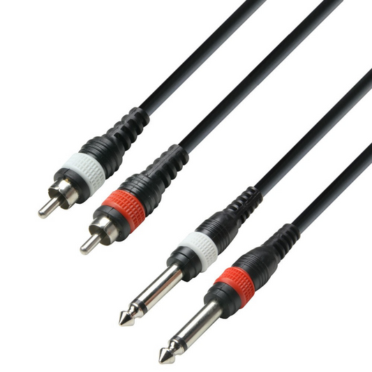 Adam Hall Cables 3 STAR TPC 0300 M - Twin Cable, Adam Hall® 2 Jack TS x 2 RCA, 3 m