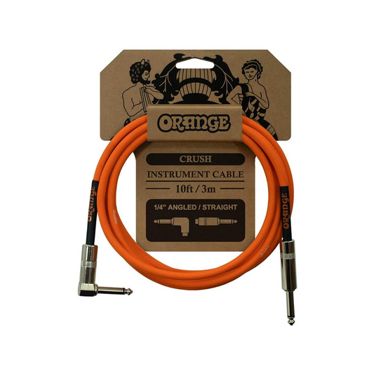 Orange Crush 10' Instrument Cable, Angled to Straight Connector, Orange