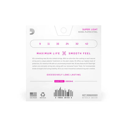 D'Addario 09-42 Super Light Coated Electric Guitar Strings XSE0942