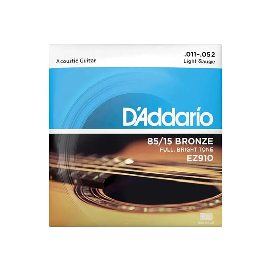 D'Addario 11-52 Light Gauge 85/15 Acoustic Guitar Strings EZ910