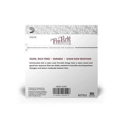 D'Addario Pro-Arté Violin String Set with Wound E, J56W 4/4M