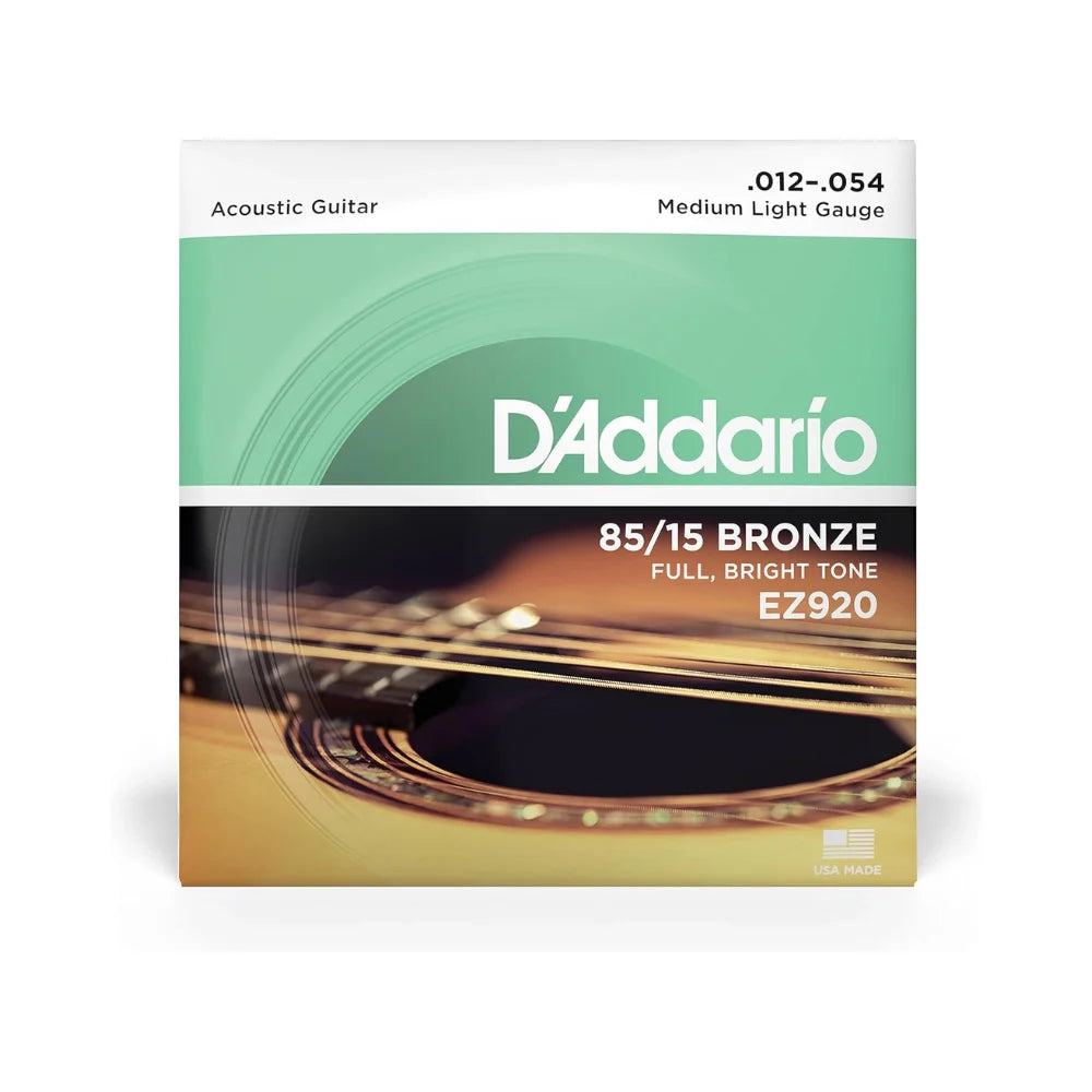 D'Addario 12-54 Medium Light Gauge 85/15 Acoustic Guitar Strings EZ920
