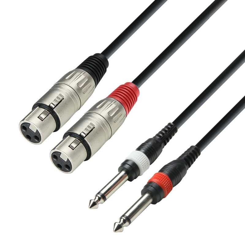 Adam Hall Cables 3 STAR TFP 0300 - Twin Cable, Adam Hall® 2 XLR Female x 2 Jack TS, 3 m