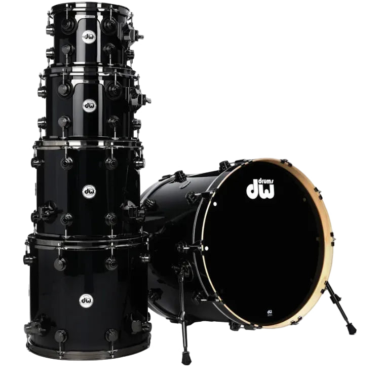 DW Collector's Series Maple Black Ice Finish 5pcs. Shell Drum Set