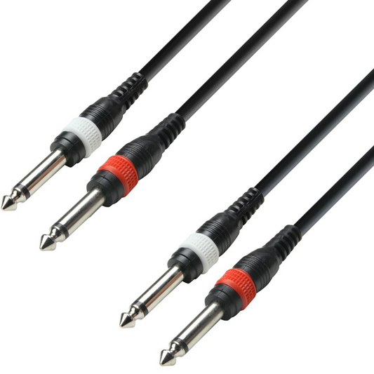 Adam Hall Cables 3 STAR TPP 0300 - Twin Cable, Adam Hall® 2 Jack TS x 2 Jack TS, 3m