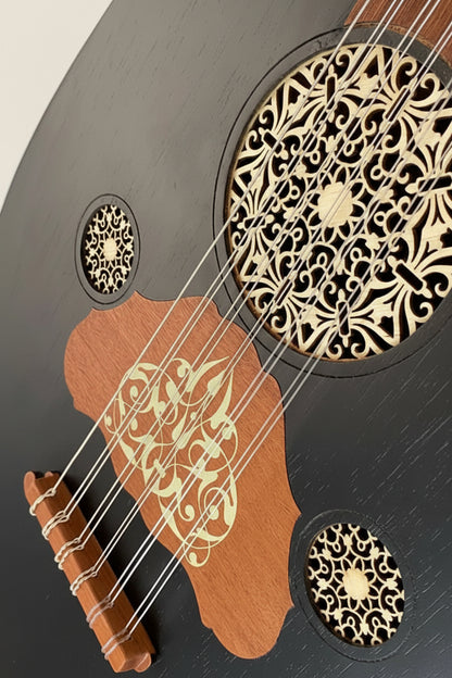 Damascus Iraqi Oud Black Finish - Fixed Bridge