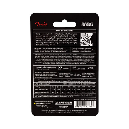 Fender Musician Series Black Ear Plugs