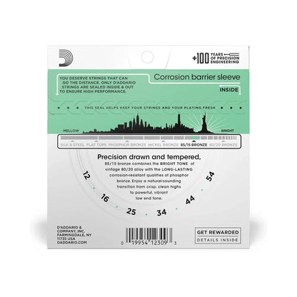 D'Addario 12-54 Medium Light Gauge 85/15 Acoustic Guitar Strings EZ920