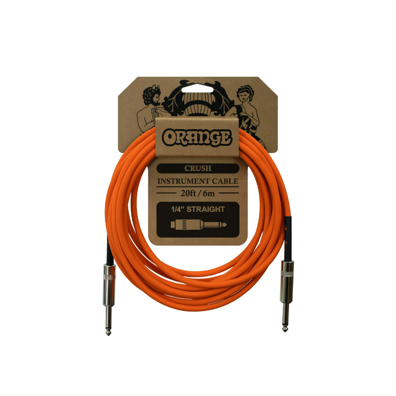 Orange Crush 20' Instrument Cable, Angled to Straight Connector, Orange