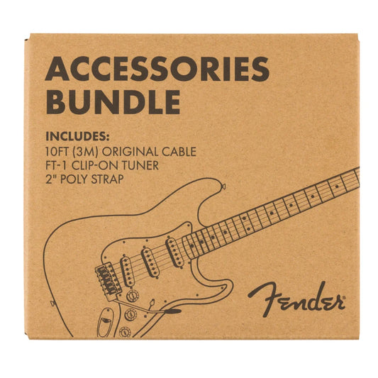 Fender Accessory Essentials Pack - Cable, Clip-On Tuner, Strap