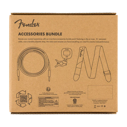 Fender Accessory Essentials Pack - Cable, Clip-On Tuner, Strap