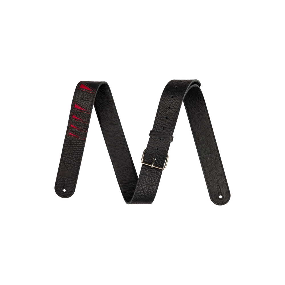 Jackson Shark Fin Leather Strap, Black and Red, 2"