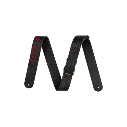 Jackson Shark Fin Leather Strap, Black and Red, 2"