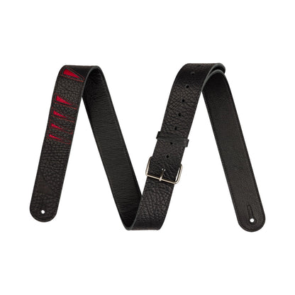 Jackson Shark Fin Leather Strap, Black and Red, 2"