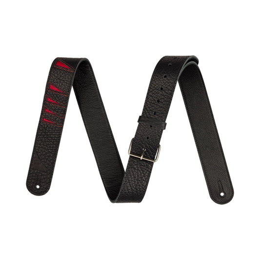 Jackson Shark Fin Leather Strap, Black and Red, 2"