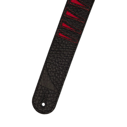 Jackson Shark Fin Leather Strap, Black and Red, 2"
