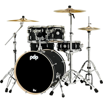 PDP Concept Maple 5-Piece Shell Pack 22", Satin Black, Chrome Hardware