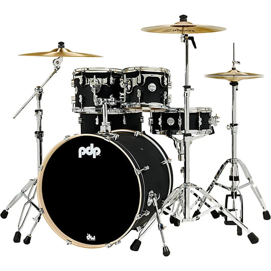 PDP Concept Maple 5-Piece Shell Pack 22", Satin Black, Chrome Hardware