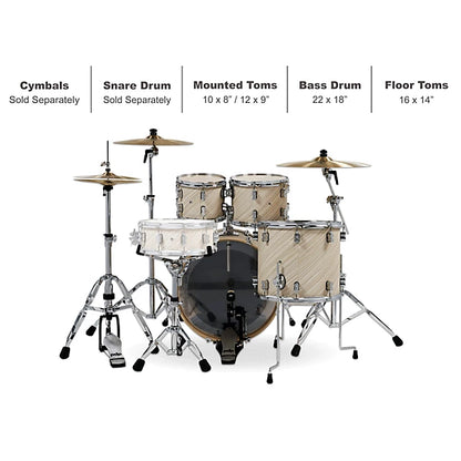 PDP Concept Maple 4-Piece Shell Pack 20", Twisted Ivory, Chrome Hardware