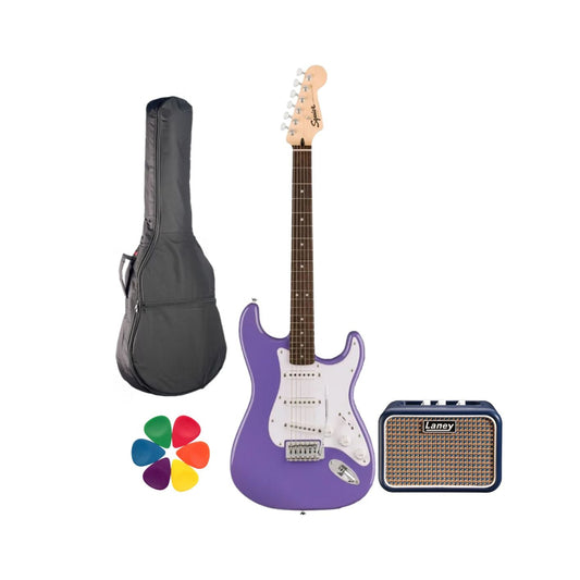 Fender, Squier Sonic Stratocaster SSS Electric Guitar & Laney Mini Lion Amp Bundle