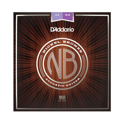 D’addario NB1152 11-52 Nickel Bronze Custom Light Acoustic Guitar Strings
