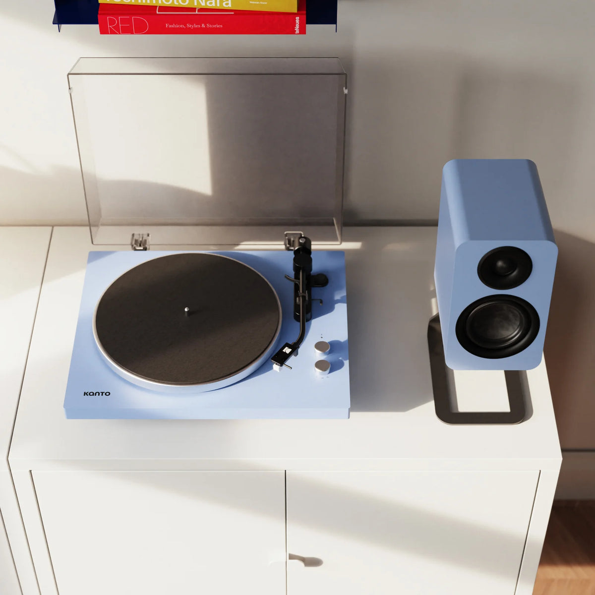Kanto OBI3 Turntable with Bluetooth 5.3, Preamp, and Pitch Control, Ice Blue
