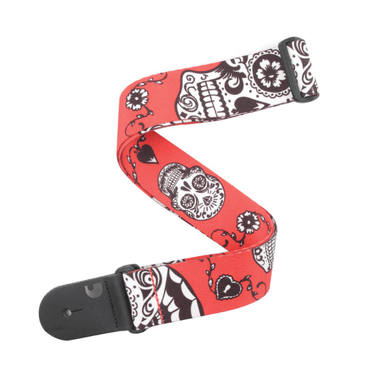D’addario P20W1414 Polyester Red Sugar Skulls Guitar Strap